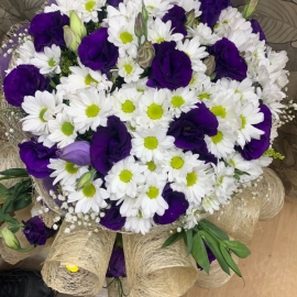  Erzurum Çiçek Siparişi Mor -  Beyaz Papatya Buket
