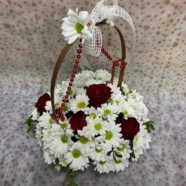  Erzurum Çiçekçiler Sepette Gül ve Papatya Aranjmanı